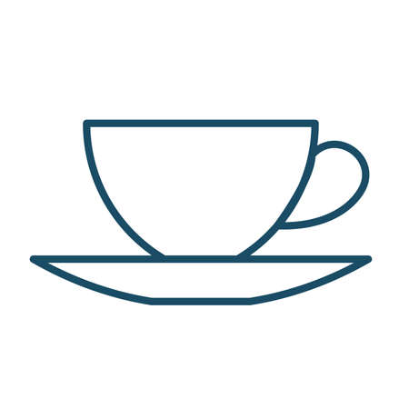 High quality dark blue outlined cup of tea, coffee icon. Pictogram, icon set, illustration. Useful for web site, banner, greeting cards, apps and social media posts.の写真素材
