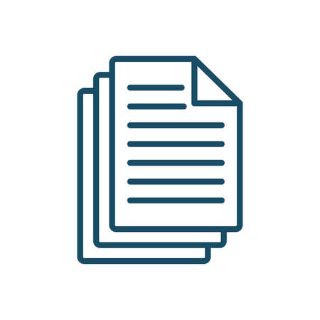High quality dark blue outlined printed files icon. Pictogram, icon set, illustration. Useful for web site, banner, greeting cards, apps and social media posts.の写真素材