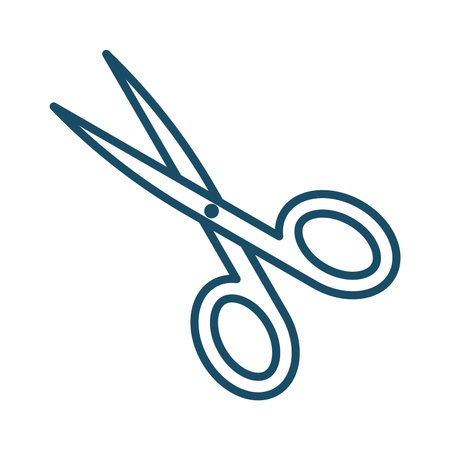 High quality dark blue outlined scissors icon. Pictogram, icon set, illustration. Useful for web...