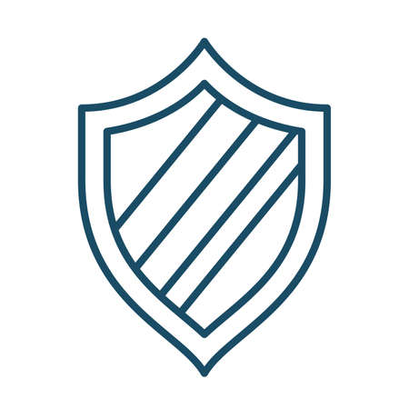 High quality dark blue outlined shield, safety, security icon. Pictogram, icon set, illustration. Useful for web site, banner, greeting cards, apps and social media posts.の写真素材