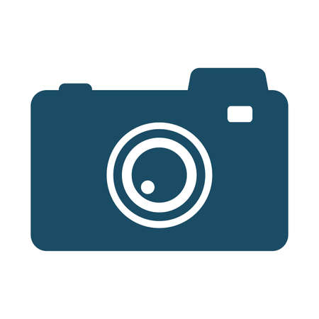 High quality dark blue flat digital camera icon. Pictogram, icon set, illustration. Useful for web site, banner, greeting cards, apps and social media posts.の写真素材