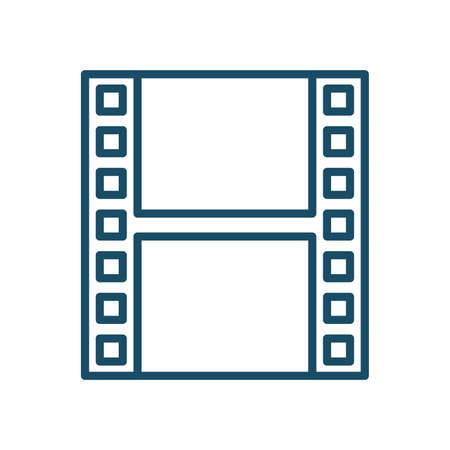 High quality dark blue outlined movie stripe icon on white background. Pictogram, icon set, illustration. Useful for website design, banner, print media, mobile apps and social media posts.の写真素材