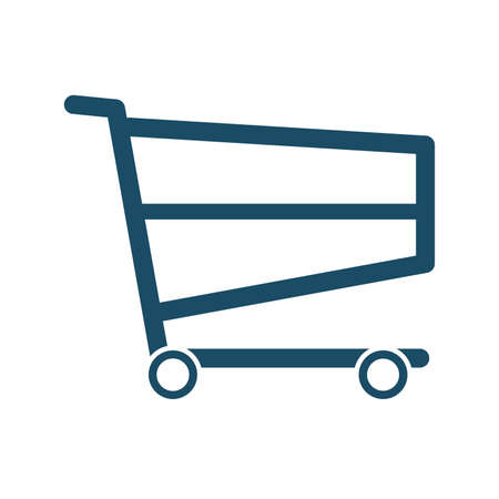 High quality dark blue flat shopping cart icon on white background. Pictogram, icon set, illustration. Useful for web site, banner, greeting cards, apps and social media posts.の写真素材