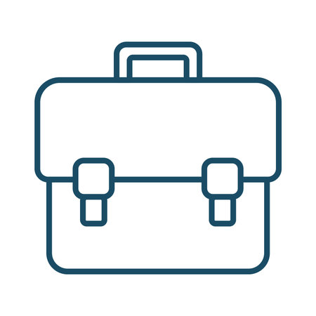 High quality dark blue flat briefcase bag icon. Pictogram, icon set, illustration. Useful for web site, banner, greeting cards, apps and social media posts.の写真素材
