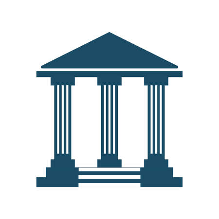 High quality dark blue flat antique columns icon on white background. Pictogram, icon set, illustration. Useful for web site, banner, greeting cards, apps and social media posts.の写真素材