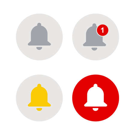 High quality notification bell icon on white background. Pictogram, icon set, illustration. Useful for website design, banner, print media, mobile apps and social media posts.の写真素材