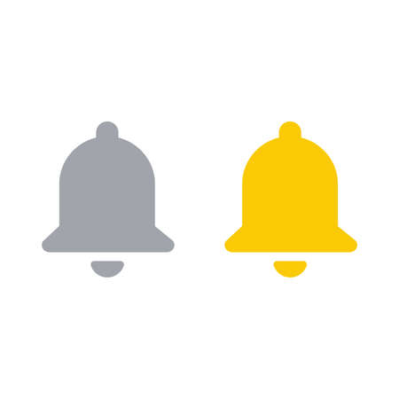 High quality notification bell icon on white background. Pictogram, icon set, illustration. Useful for website design, banner, print media, mobile apps and social media posts.の写真素材