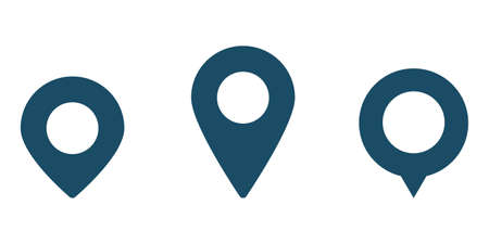 Location pin collection, destination point icons on white background.の写真素材