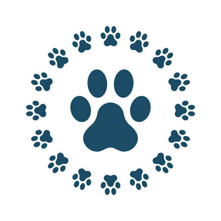 Paw print icon on white background. Pictogram, icon set illustration. Useful for website design, banner, print media, mobile apps and social media posts.の写真素材