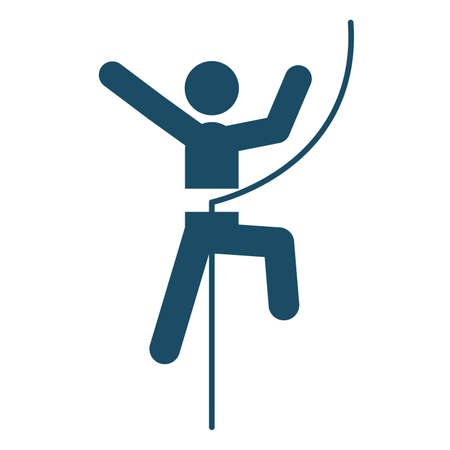 Mountain climbing icon on white background. Sports pictogram, icon set illustration. Useful for website design, banner, print media, mobile apps and social media posts.の写真素材