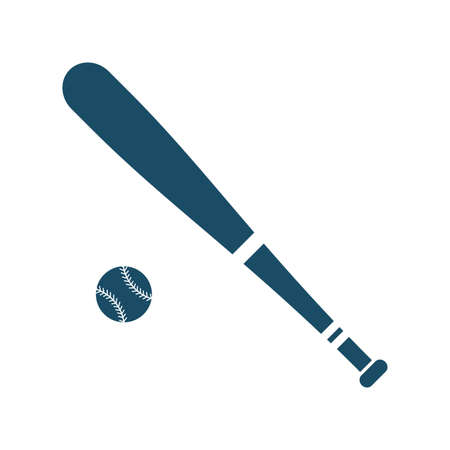 Baseball bat, ball icon on white background. Sports pictogram, icon set illustration. Useful for website design, banner, print media, mobile apps and social media posts.の写真素材
