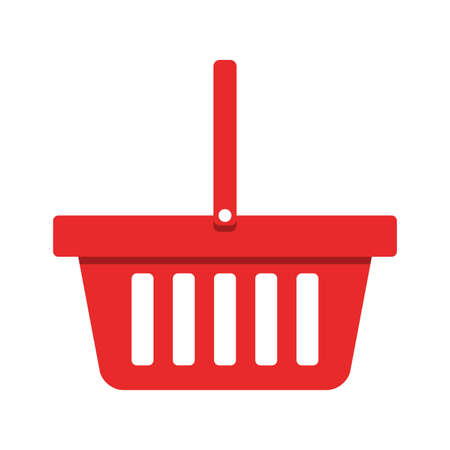 Orange shopping cart, basket icon on white background. Pictogram, icon set illustration. Useful for website design, banner, print media, mobile apps and social media posts.の写真素材