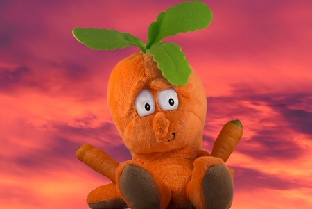 orange puppet and orange skyの写真素材