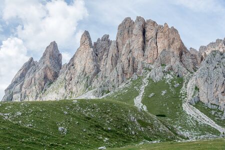 beautiful val gardena and dolomity in italyの写真素材
