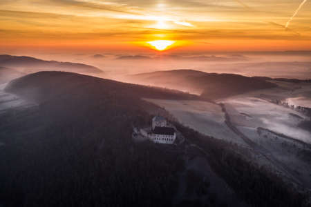 Tocnik Castle. The area where the castle was inhabited by people two thousand years ago, but it was not until the 14th century when the Bohemian and German king Wenceslaus IVのeditorial素材