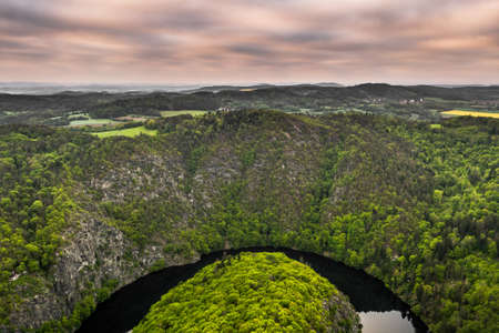 The Vltava River is 430.3 km long and drains an area of 28,090 square km in size, over and over the Czech Republic's entire territory.の写真素材