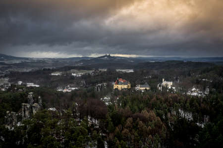 Hruba Skala is located next to the sandstone 'rock town', stretching to Trosky Castle.のeditorial素材