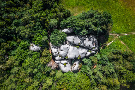 White stones - The group of white sandstone rocks is divided by three wide cracks into several separate blocks, which form a small rock city. The 20-meter-high rocks resemble the shape of elephants.の写真素材