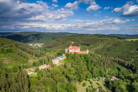 Pernstejn Castle is a castle on a rock above the village of Nedvedice and the rivers Svratka and Nedvedicka, some 40 kilometers (25 mi) northwest of Brno, in the South Moravian Region, Czech Republic.のeditorial素材
