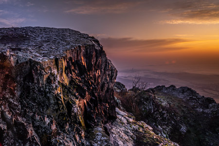 Central Bohemian Highlands is located in northern Bohemia in the Czech Republic. The range is about 80 km long, extending from Ceska Lipa in the northeast of Louny.の写真素材