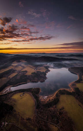 The Nyrsko reservoir is located on the Uhlava River, which is located south of Nyrsko in the Klatovy district in the Pilsen Region. It was built between 1965 and 1969 on a 93.69 kilometer kilometer.の写真素材