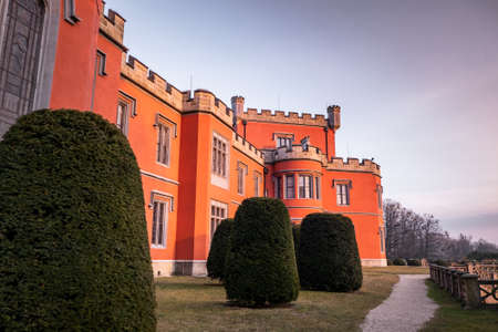 Hradek at Nechanice is a Neo-Gothic chalet building situated on a slight elevation 800 m northwest of the village center of Hradek, 2.8 km southeast of the town of Nechanice and 11 km west of Hradec.のeditorial素材