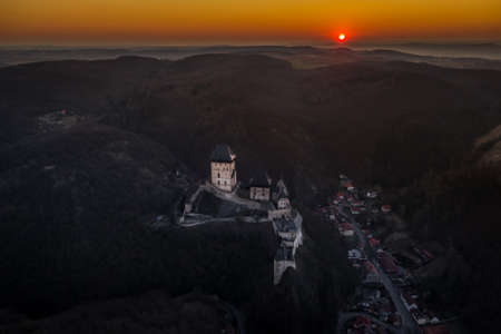 Karlstejn Castle is a large Gothic castle founded 1348 CE by Charles IV, Holy Roman Emperor and King of Bohemia. There are hidden Czech crown jewels, holy relics and other royal treasures.のeditorial素材