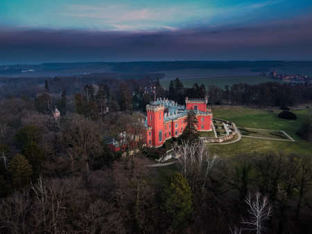 Hradek at Nechanice is a Neo-Gothic chalet building situated on a slight elevation 800 m northwest of the village center of Hradek, 2.8 km southeast of the town of Nechanice and 11 km west of Hradec.のeditorial素材