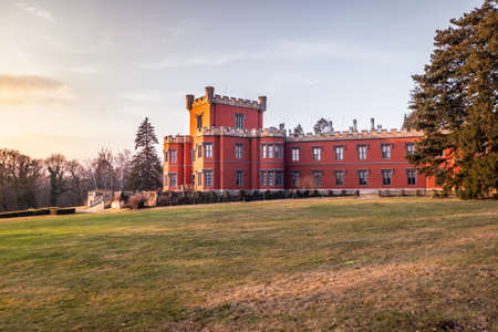 Hradek at Nechanice is a Neo-Gothic chalet building situated on a slight elevation 800 m northwest of the village center of Hradek, 2.8 km southeast of the town of Nechanice and 11 km west of Hradec.のeditorial素材