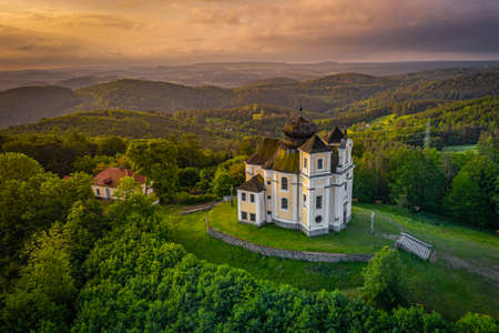 Poppy Mountain is a peak in the Benesov Hills and an important place of pilgrimage. Baroque church of St. John the Baptist and the Virgin Mary of Carmel was built between 1719 and 1722.のeditorial素材