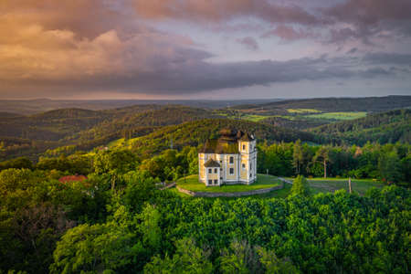 Poppy Mountain is a peak in the Benesov Hills and an important place of pilgrimage. Baroque church of St. John the Baptist and the Virgin Mary of Carmel was built between 1719 and 1722.のeditorial素材
