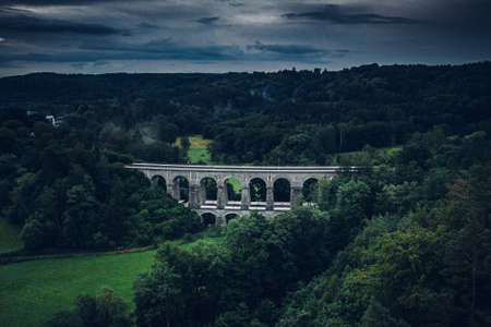 Sychrov stone railway viaduct was built in 1857-1859, construction was carried out by brothers Klein and V. Lanna. In the upper part there are 8 arches with a span of 9.5 meters.の写真素材