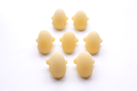 Pasta isolated on white background. Top view. close up.の写真素材