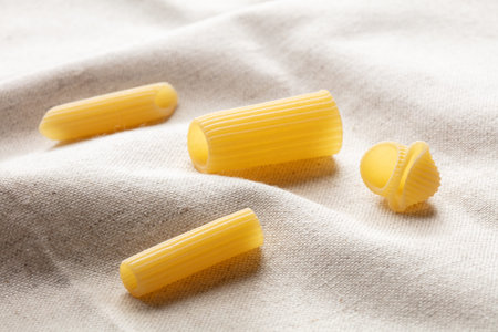 pasta on a linen cloth, close-up, selective focus