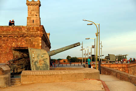 Artillery, Castle Montjuic, Barcelona-Spainのeditorial素材