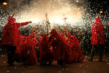  Celebration known as  Diada diabolica de Gracia  -diabolical day-  in Barcelona Spain