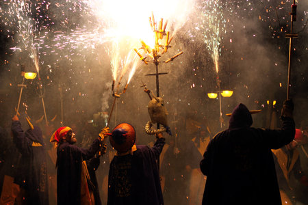  Celebration known as  Diada diabolica de Gracia  -diabolical day-  in Barcelona Spain