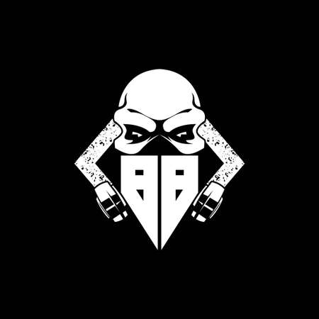 BB Monogram ESport Gaming with Skull Mask Shape Style Vectorのイラスト素材