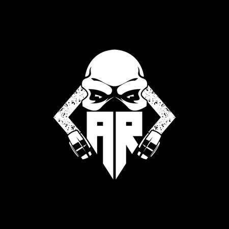 AR Monogram ESport Gaming with Skull Mask Shape Style Vectorのイラスト素材
