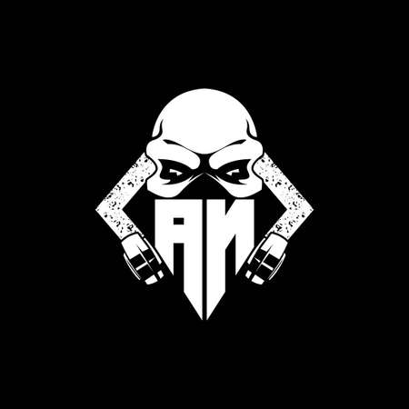 AN Monogram ESport Gaming with Skull Mask Shape Style Vectorのイラスト素材