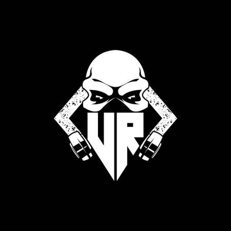UR Monogram ESport Gaming with Skull Mask Shape Style Vectorのイラスト素材