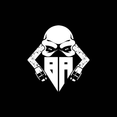 BA Monogram ESport Gaming with Skull Mask Shape Style Vectorのイラスト素材