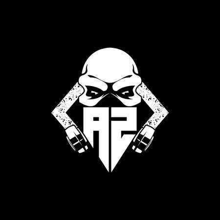 AZ Monogram ESport Gaming with Skull Mask Shape Style Vectorのイラスト素材