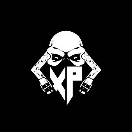 XP Monogram ESport Gaming with Skull Mask Shape Style Vectorのイラスト素材