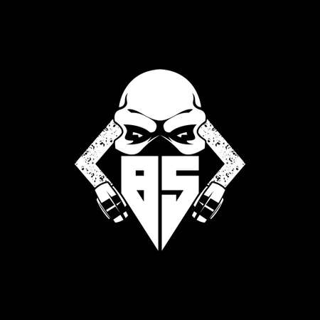 BS Monogram ESport Gaming with Skull Mask Shape Style Vectorのイラスト素材
