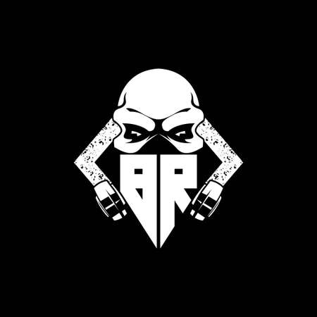 BR Monogram ESport Gaming with Skull Mask Shape Style Vectorのイラスト素材