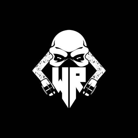 WR Monogram ESport Gaming with Skull Mask Shape Style Vectorのイラスト素材