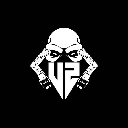 UZ Monogram ESport Gaming with Skull Mask Shape Style Vectorのイラスト素材