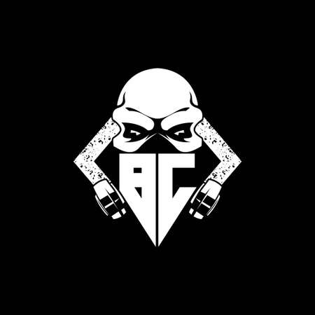 BC Monogram ESport Gaming with Skull Mask Shape Style Vectorのイラスト素材