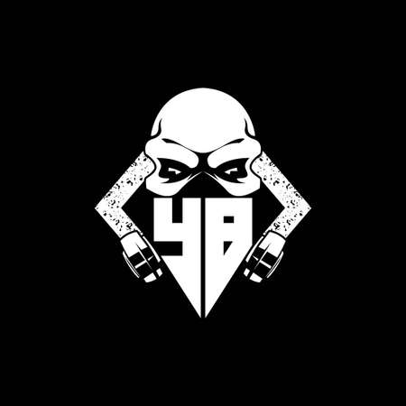 YB Monogram ESport Gaming with Skull Mask Shape Style Vectorのイラスト素材